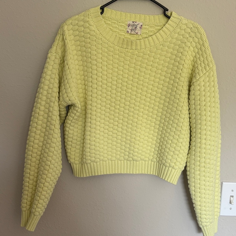 Hippie Rose Light Yellow Textured Women's Sweater